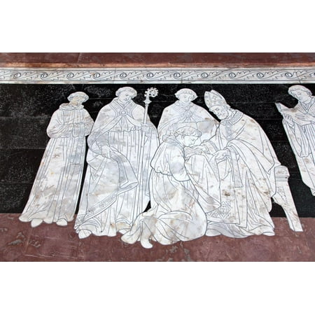 24 Inch Marble Mosaic - Italy, Siena, Siena Cathedral, Museum, Inlaid marble Mosaic Floor Print Wall Art By Samuel Magal