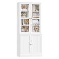 thumbnail image 2 of Hiphuta 73 in Tall 6-Tier Bookcase with Glass Doors, 32" Wide Bookshelves with Adjustable Shelf, Modern Minimalist Book Shelf for Home Office, Living Room, White, 2 of 8