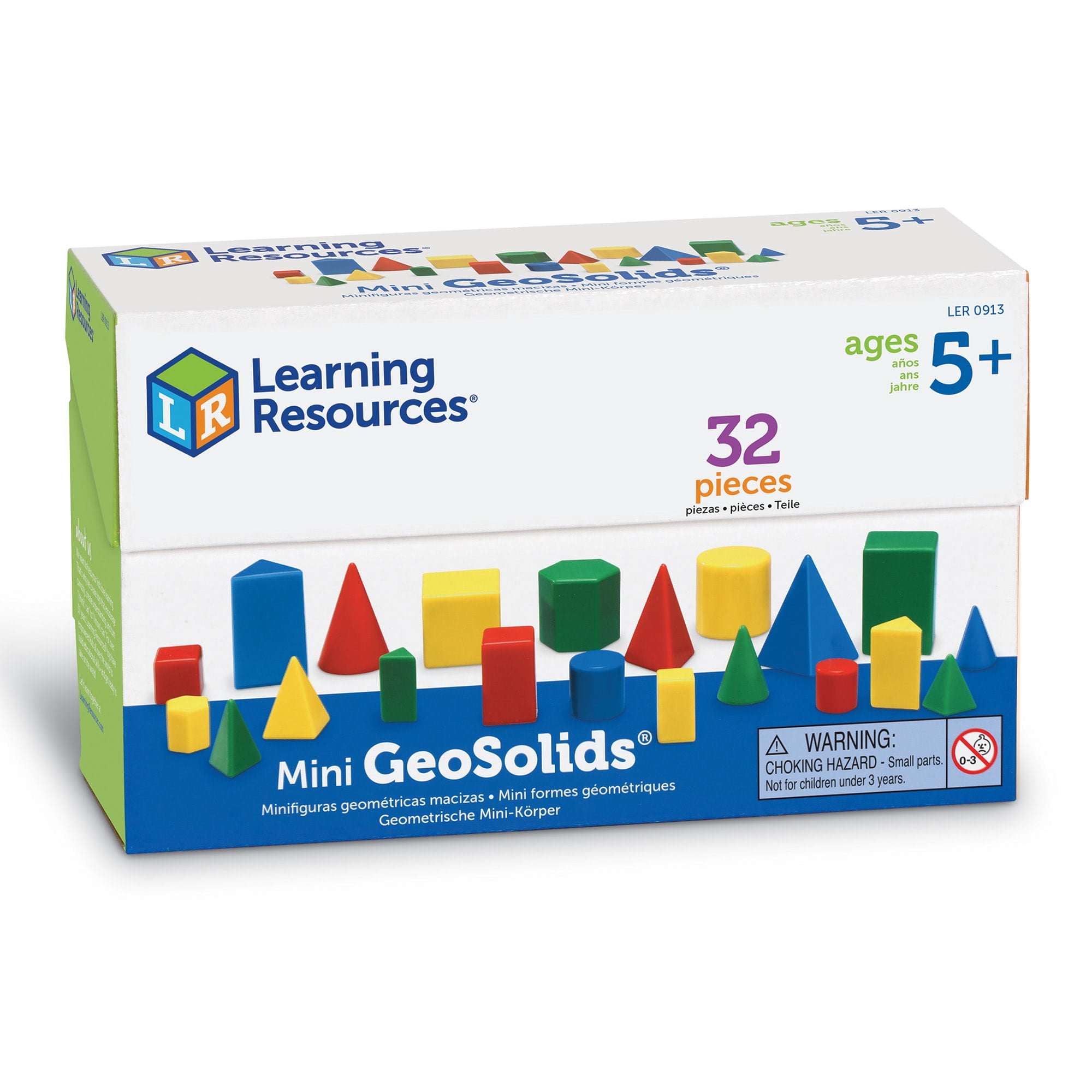 Learning Resources Mini GeoSolids -  Geometry Shapes, Pattern Blocks, Homeschool, Ages 5+