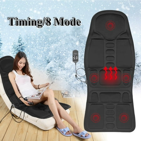 8 Mode 3 Intensity Full Body Electric Kneading Rolling Vibration Back Neck Lumbar Shiatsu Massager with Heat Memory Foam Car/Home Massage Mat Pad Seat Cushion For Chair Seat