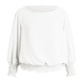 thumbnail image 7 of COMVALUE Banded Bottom Tops for Women Smocked Tops Elastic Cinched Waist Top Dressy Blouse 3/4 Length Sleeve Casual Outfits White for Size XL, 7 of 7