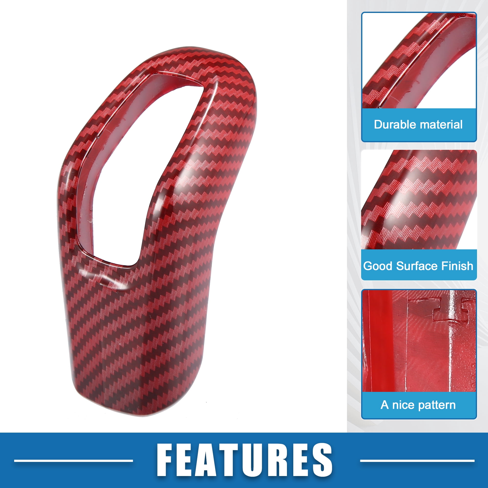 Unique Bargains Gear Shift Lever Cover Knob Trim for Land Rover Range Rover Sport 2014-2017 Carbon Fiber Pattern Red