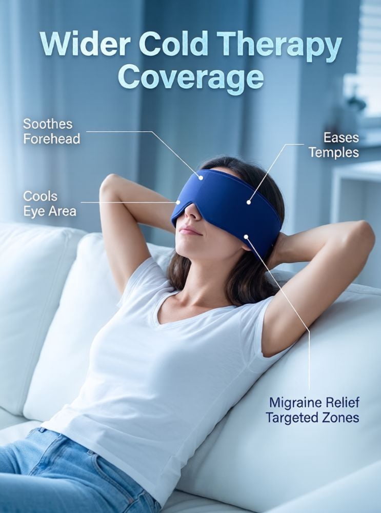 FACEMOON Comfort Cooling Eye Mask Large Size Soft Gel Design for Puffy Eyes Relief Flexible Reusable Sleep Aid Comfort Black