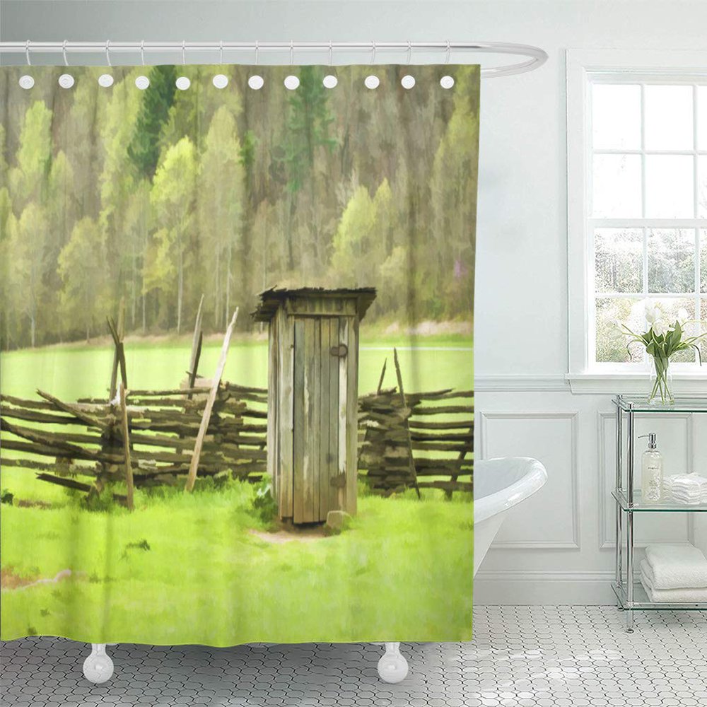 SUTTOM Green Vintage Smoky Mountains Outhouse Travel Spring Split Rail