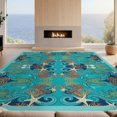 thumbnail image 2 of Design&I 3'x5' Washable Accent Rug Pet Friendly & Non-Slip Built-In Grip Ocean Coral Seascape Marine Reef Border Fish Turtle Nautical Playful Expressive for Bedroom, Walk-in Closet, 2 of 7