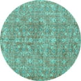 thumbnail image 1 of Ahgly Company Indoor Round Persian Turquoise Blue Traditional Area Rugs, 4' Round, 1 of 4