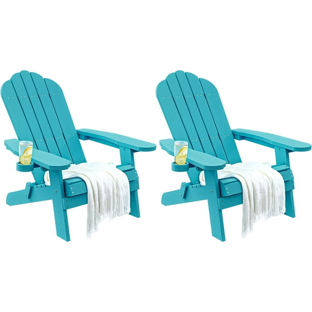 YITAHOME Folding Adirondack Chair Set of 2, Heavy Duty Foldable Plastic