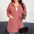 thumbnail image 2 of VISALY Women's Fall Full Zip Up Long Sleeve Hooded Sweatshirt Oversized Fleece Casual 2025 Jacket Coat with Pocket Outwear Tunic Sweatshirt Pink M, 2 of 9
