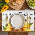 thumbnail image 4 of Sunflowers Bees Placemats Set of 6, Grey Check Sunshine Watercolor Floral Placemats for Dining Table, Place Mats for Kitchen Tabletop, Waterproof Wipeable Dining Table Mats Set, 4 of 9