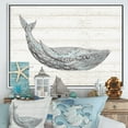 thumbnail image 2 of Designart ' Blue Whale Handpainted Watercolor ' Nautical & Coastal Framed Canvas, 2 of 3