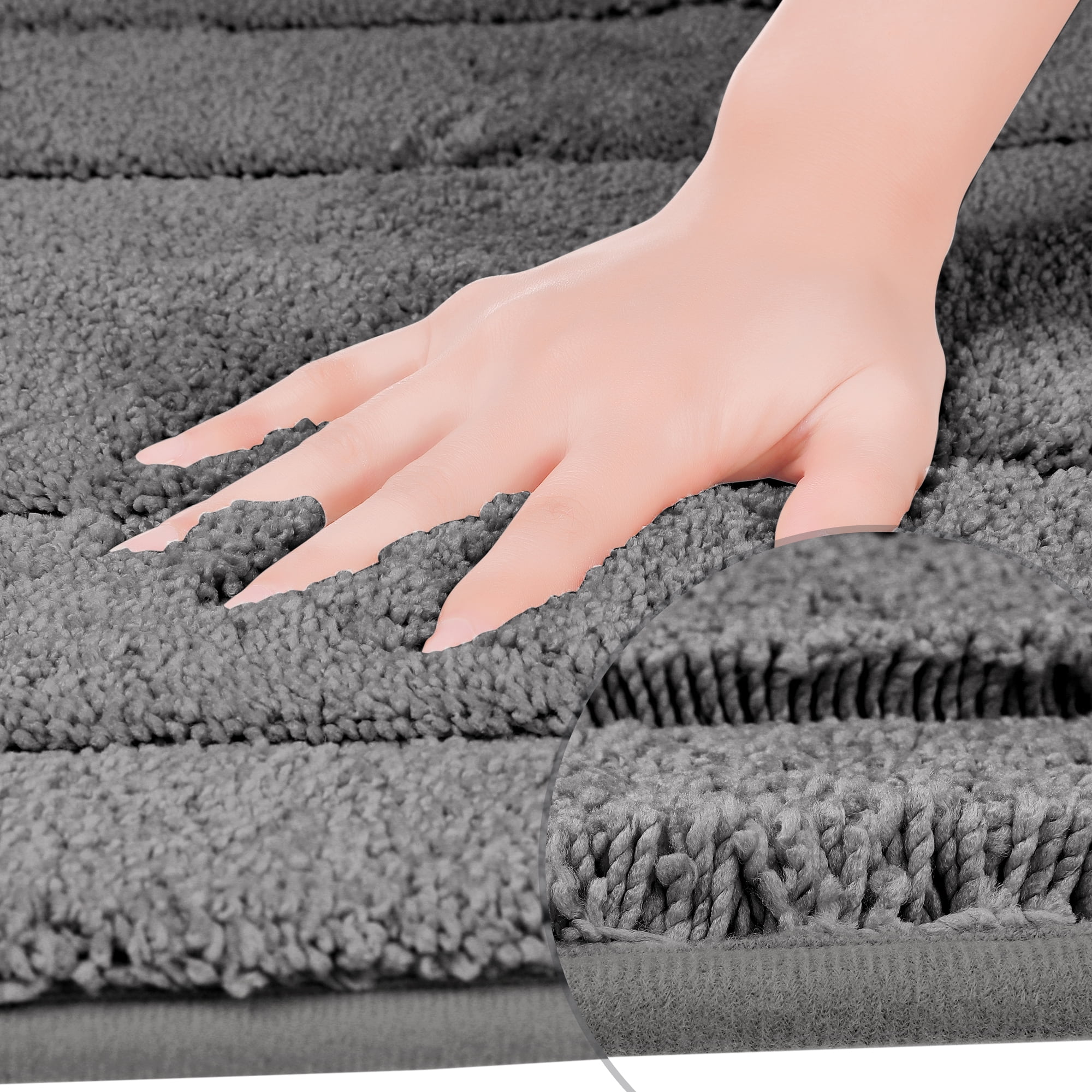 Unique Bargains Geometry Bathroom Rug Mat Soft Absorbent Non-Slip Comfortable Bath Rugs Dark Gray 16" x 24"