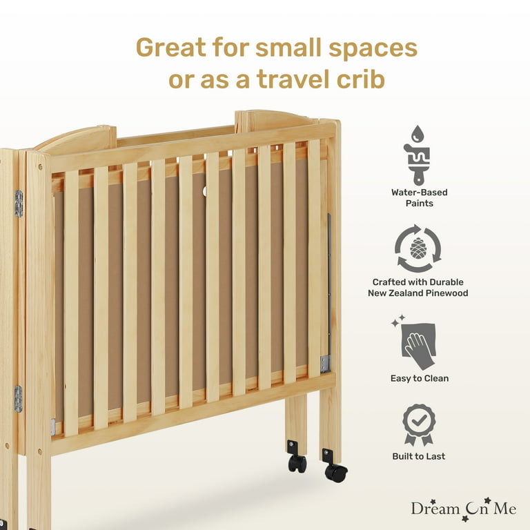 Dream On Me 3-in-1 Folding Portable Mini Crib, Natural