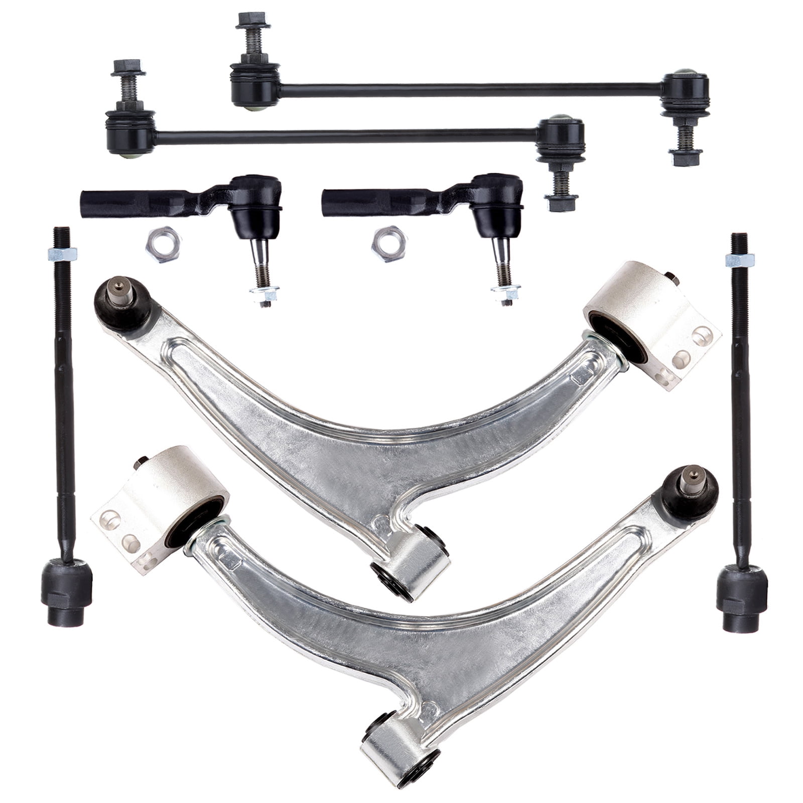 ECCPP Control Arm Kit 04 05 06 07 08 09 For Chevy For Malibu 05 06 07 08 09 10 For Pontiac G6 07 08 09 For Saturn Aura - Inner Tie Rod Ends Lower Control Arms Outer Tie Rod Ends Front Sway Bar Links