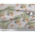 thumbnail image 2 of Soimoi Cotton Poplin Fabric Tree & Kangaroo Animal Printed Fabric 1 Yard 56 Inch Wide, 2 of 3