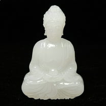 2pc Natural White Jade Carved Mahavairocana Buddha Statue Home Decoration Feng Shui Figurines 62x42x16mm