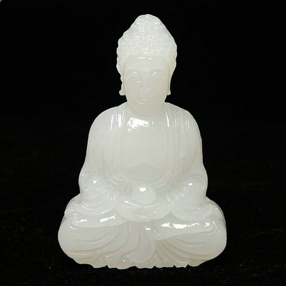 2pc Natural White Jade Carved Mahavairocana Buddha Statue Home Decoration Feng Shui Figurines 62x42x16mm