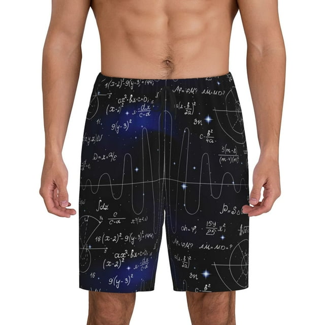 Kdxio Mathematica Science Print Mens Shorts, Breathable Lounge Sleepwear Set with Elastic Waistband and Pockets-XX-Large