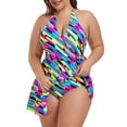 thumbnail image 6 of Ocean Blues Women's Plus Size Swimwear Halter V Neck One Piece Swimsuits For Women Tummy Control Bathing Suits For Women, 6 of 9