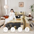 thumbnail image 4 of Castle Fairy Mid Century Gold Square Relief Full Size Comforter Sets 3-Piece,Abstract Textured Brush Splash Bedding Comforter Set,Black Cream,Reversible,1 Comforter and 2 Pillowcases, 4 of 6