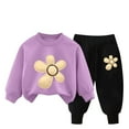 thumbnail image 2 of Spazoro Toddler Girls Outfits Sets, Fall and Winter Sweatshirts and Pants Warm 2PC Active Wear Clothes Sets for Baby Kids Girls Purple Size 9 T, 2 of 3