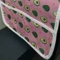 thumbnail image 3 of Avocado Microwave Oven Cover, Romantic Natural Food Theme Cartoon Halved Avocado with Heart Motif, Water Resistant Organizer with Pockets for Kitchen, 36" x 12", Pastel Pink and Emerald, by Ambesonne, 3 of 4