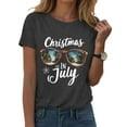 thumbnail image 4 of Drie Short Sleeve Casual Tops Trendy Solid Loose Fit Tshirt Christmas Plus Size Graphic Tees for Women Grey,M, 4 of 6