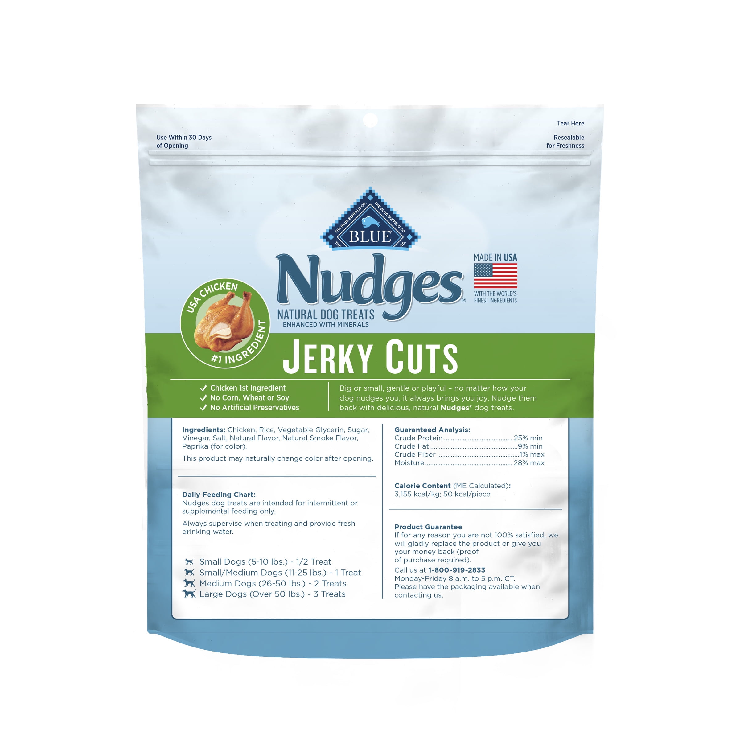 (6 pack) Blue Buffalo Nudges Jerky Cuts Dog Treats Made with Real Chicken, 8-oz. Bag