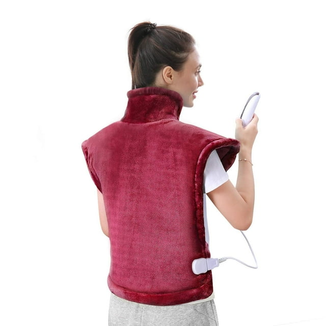 MaxKare Large Heating Pad with 5 Heat Settings & Auto Shut-off, for Full Body Stress Relief, 24"x33" - Red