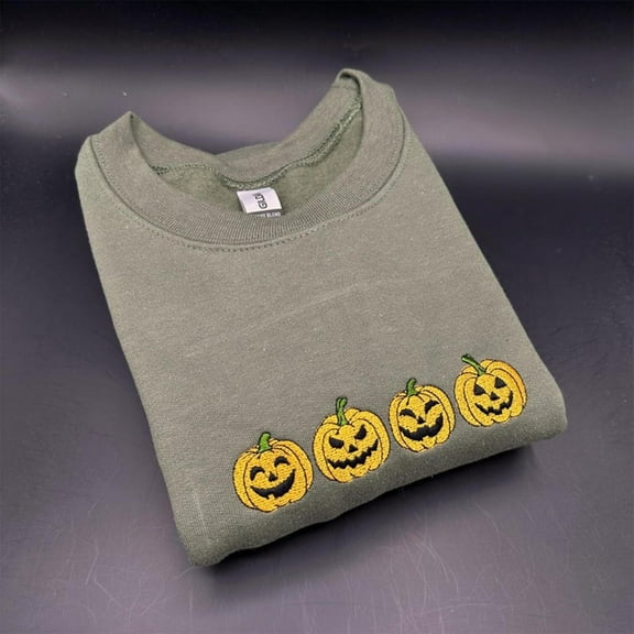 Embroidered Pumpkin Jack-O-Lantern Sweatshirt