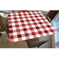 thumbnail image 2 of Buffalo Plaid Square Fitted Polyester Tablecloth, Crimson White Lattice Elastic Edge Decorative Table Cloth, Waterproof Oil & Dust Proof Table Clothes For Family Festival Party Use, Fits 36"x36" Table, 2 of 4