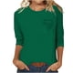 thumbnail image 1 of Fiudx Camisas de Mujer Top Informal de Color Liso con Cuello Redondo, Manga 3/4 y Bolsillo de Manga 3/4 para Mujer, 1 of 4
