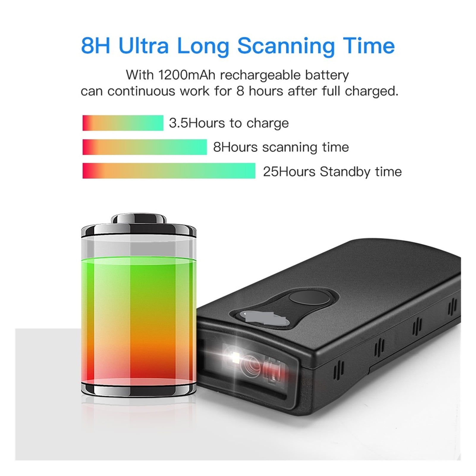 Bluetooth 1D QR 2D Barcode Scanner USB Wired & 2.4G Wireless & Bluetooth Bar Code Reader Portable CCD Screen Scanner ,Easy to Operate