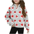 thumbnail image 1 of Sudadera sin capucha, mediana, grande, con media cremallera, cuello redondo, manga larga, jersey corto, sudaderas de polar para niñas de 5 a 14 años, blusa de poliéster, 1 of 4