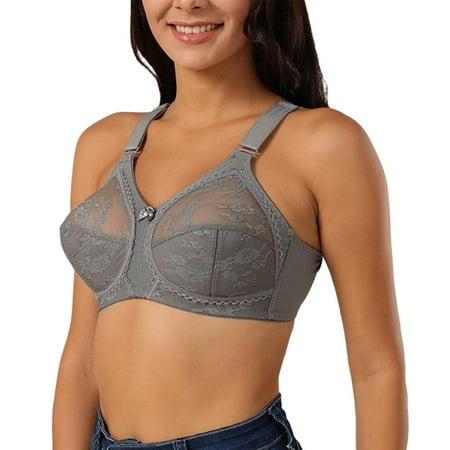 

AVAIL Women s Plus Size Full Coverage Underwire Unlined Minimizer Lace Bra Gray 36D