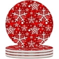 thumbnail image 2 of SKYSONIC Round Drink Coasters 6 Pcs Christmas Winter Snowflake Absorbent Ceramic Coaster with Cork Base for Coffee Cups for Home Decor, 2 of 6