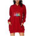 thumbnail image 2 of Pisexur Robes pour Femmes Imprimé Arbre de Noël Sweat à Capuche Robe de Soirée Décontractée Manches Longues Mini Robes de Vacances d'Automne pour Femmes avec Poches, 2 of 4