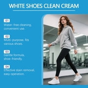 White Shoe Cleaner Cream, Multipurpose Clean Cream For Shoes, No-Wash Solid with Sponge Removes Stains, Waterless Cleaning with Sponge, for Leather Silicone