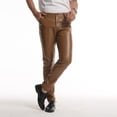 thumbnail image 4 of Men's Black PU Leather Pants Slim Fit&nbsp; Classic Pocket Stretchy Business Casual Trousers Daily Wear, 4 of 7