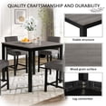thumbnail image 4 of SESSLIFE Dining Table Set for 4, Counter Height Kitchen Table Set with Square Table and 4 Upholstered Chairs, Solid Wood Dining Room Set for Kitchen, Dining Room, Space-Saving, Light Grey & Black, 4 of 7