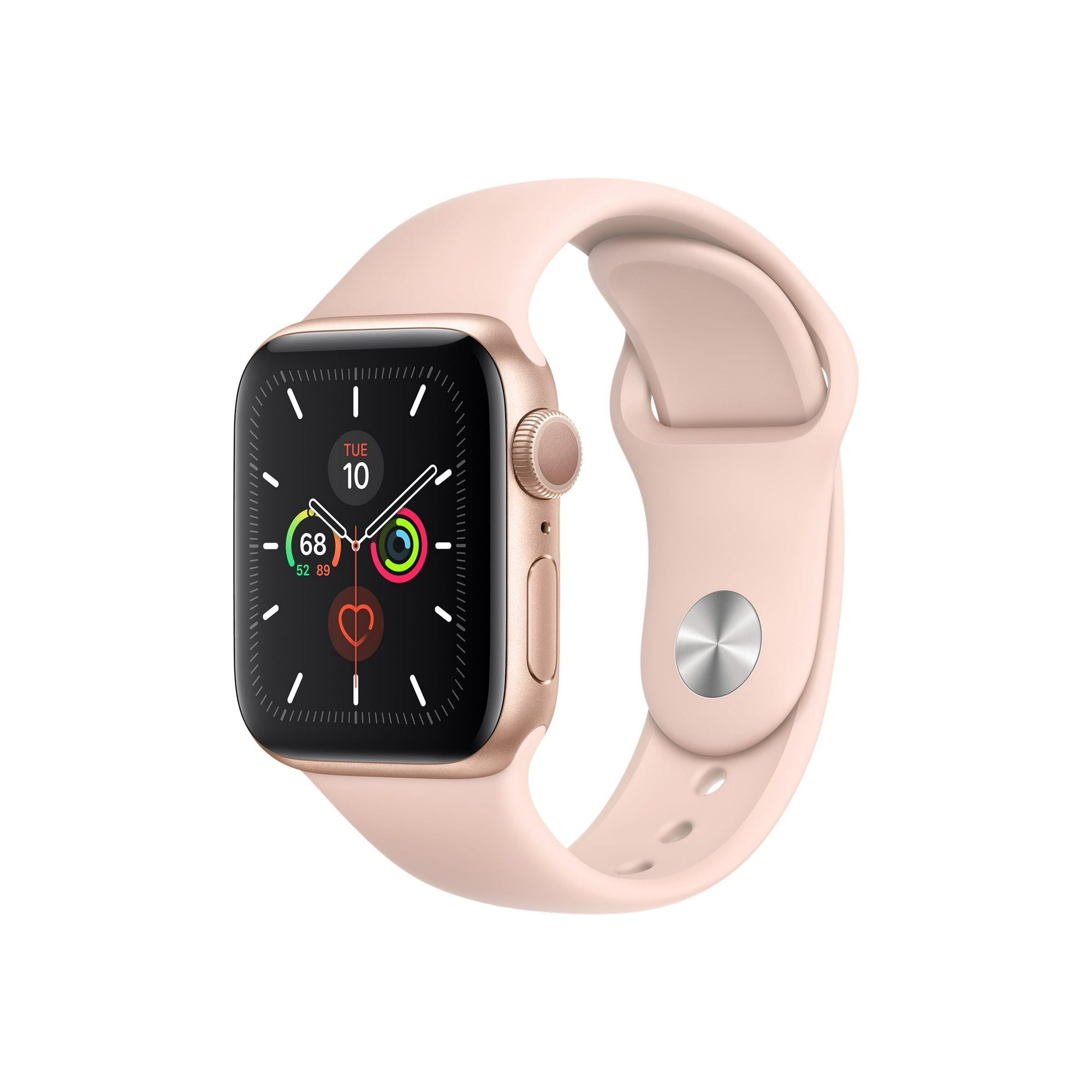Apple Watch Series 5 GPS Cellular 40 mm gold aluminum smart watch with sport band fluoroelastomer pink sand band size S M L 32 GB Wi Fi Bluetooth 4G 1.09 oz Walmart
