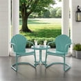 thumbnail image 2 of Crosley Furniture Tulipe Ensemble de Conversation pour Patio en Métal Rond de 22 Pouces, 3 Pcs, Bleu, 2 of 7