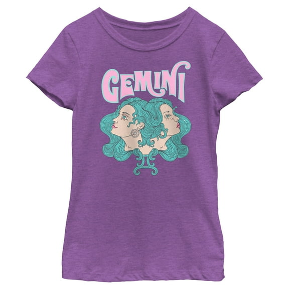 Girl's Lost Gods Zodiac Gemini Art Symbol Graphic Tee Purple Berry Medium