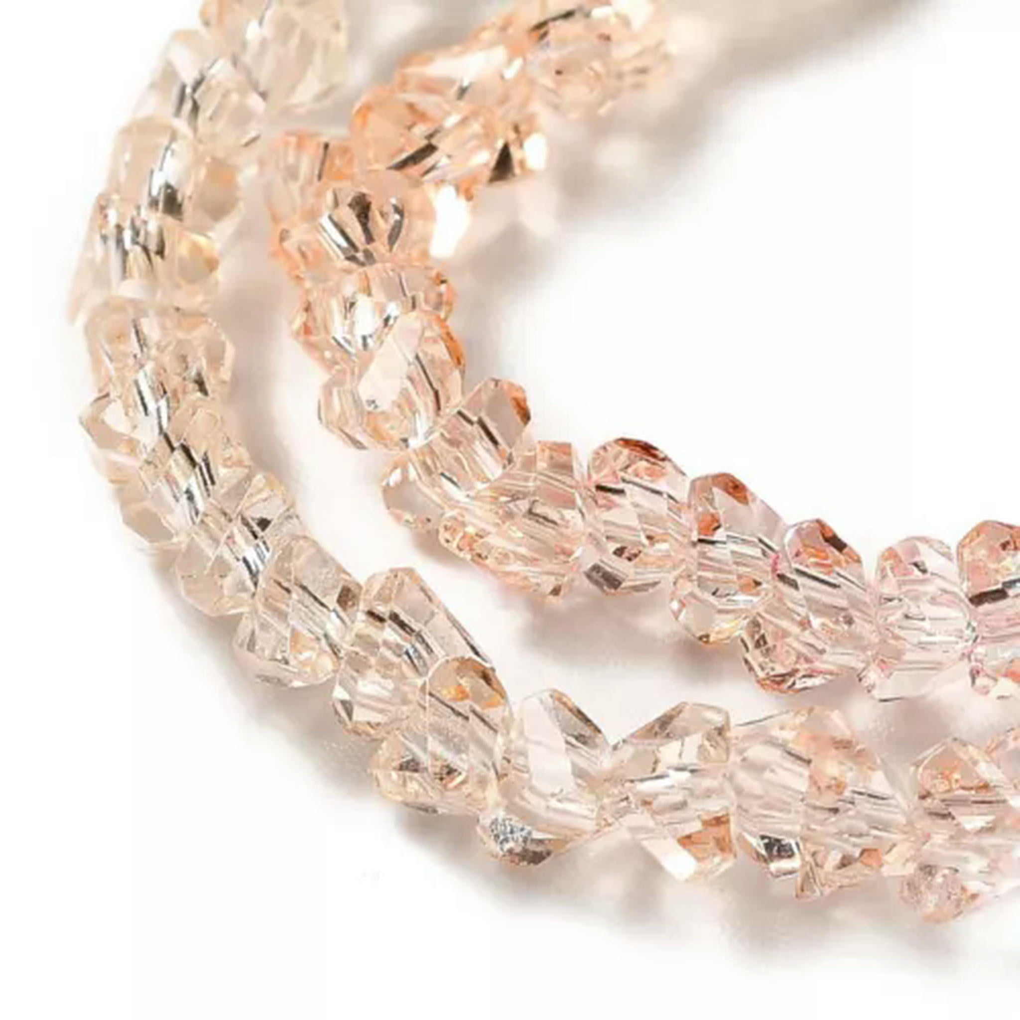 EOEMY 10X Triangle Segmented Multi-Color Transparent Glass Bead Strands 4.5X4mm 13.27"-Bisque