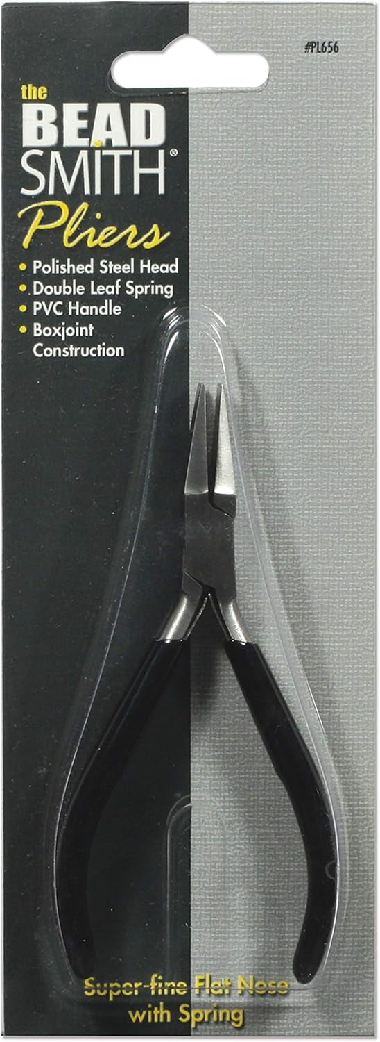 The Beadsmith Flat Nose Pliers – Extra Fine Tips – 4.5 inches (114mm) – PVC Grip Handle with Double Leaf Springs – Jewelry Making Tool for Creating Bracelets, Earrings and Necklaces