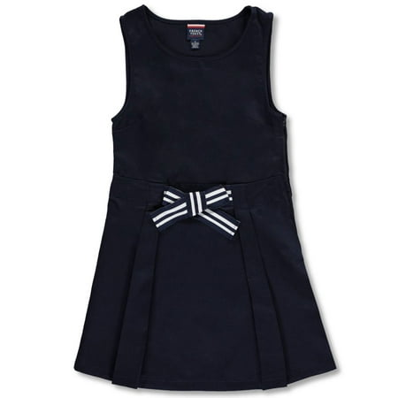 French Toast Girls' Bow Front A-Line Jumper - navy, 12 (Big Girls)