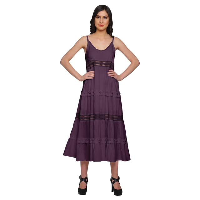 Moomaya Adjustable Spaghetti Straps For Women Plus Size Sleeveless Maxi Dress