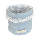 thumbnail image 2 of Cesta de tela para guardar cosas | Organizador cilíndrico de escritorio con diseño de encaje y lunares | Portaobjetos y artículos de papelería de tela rosa o azul, 2 of 6