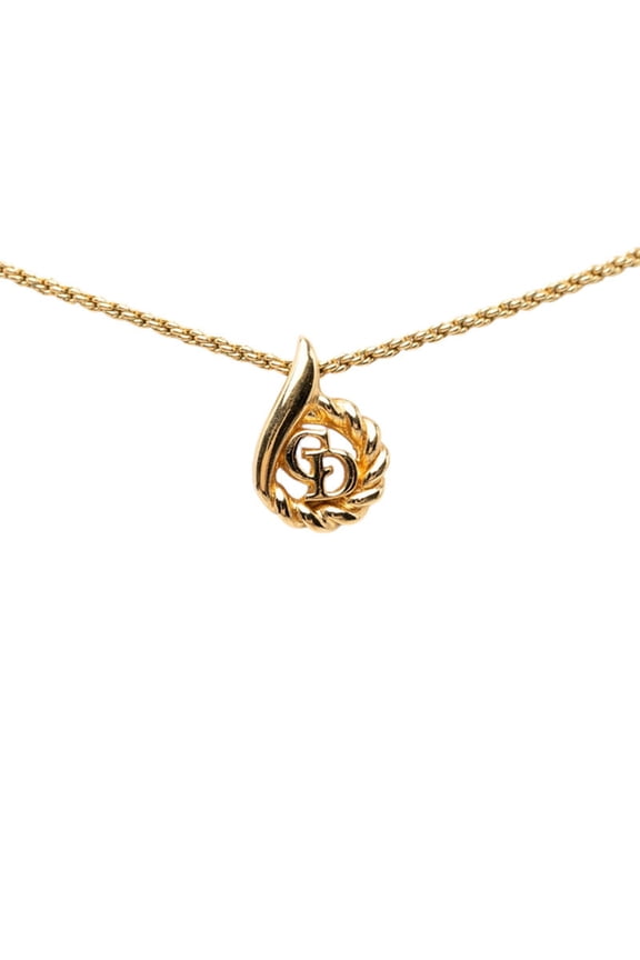 Pre-Owned Christian Dior Dior CD Logo Pendant Necklace, Gold Plated (GP), Women's.