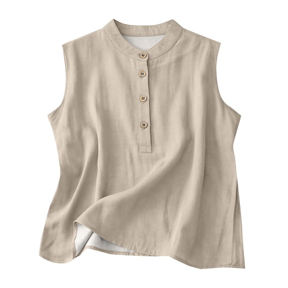 Linen Tank Tops for Women Sleeveless Cotton Tops Sleeveless Tops for Women Yoga Tank Tops Linen Cami High Neck Tank Tops Loose Fit Camisole Ribbed Tank Tops Beige L