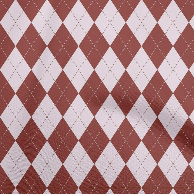 oneOone Rayon Maroon Fabric Check Argyle Craft Projects Decor Fabric Printed By The Yard 56 Inch Wide